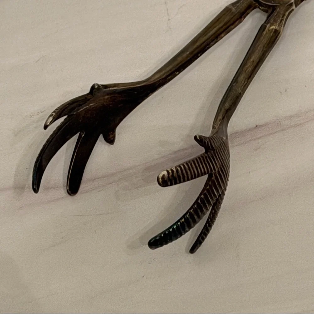 Delightfully weird antique silver “Chicken Claw” Sugar Cube Tongs from England